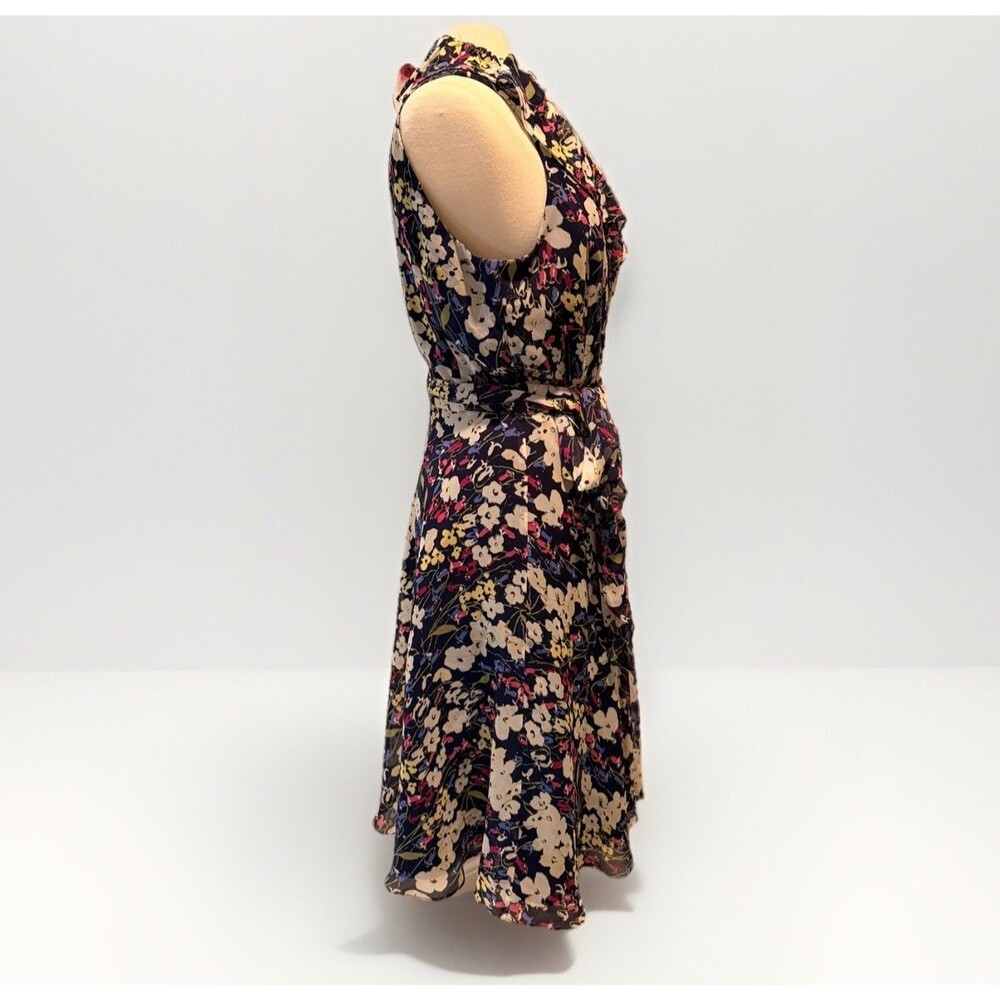 Lauren Ralph Lauren Women’s 14 Floral Sleeveless Chiffon Wrap Ruffle Dress Midi